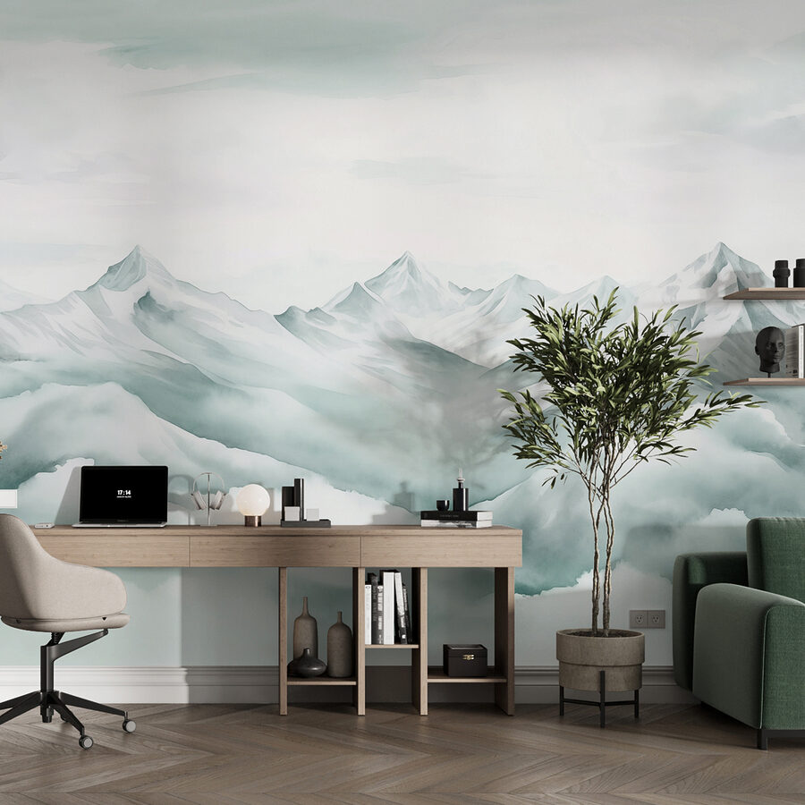 Chaîne de montagnes avec nuages