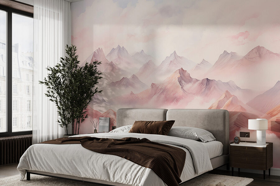 Peinture de montagnes et de nuages