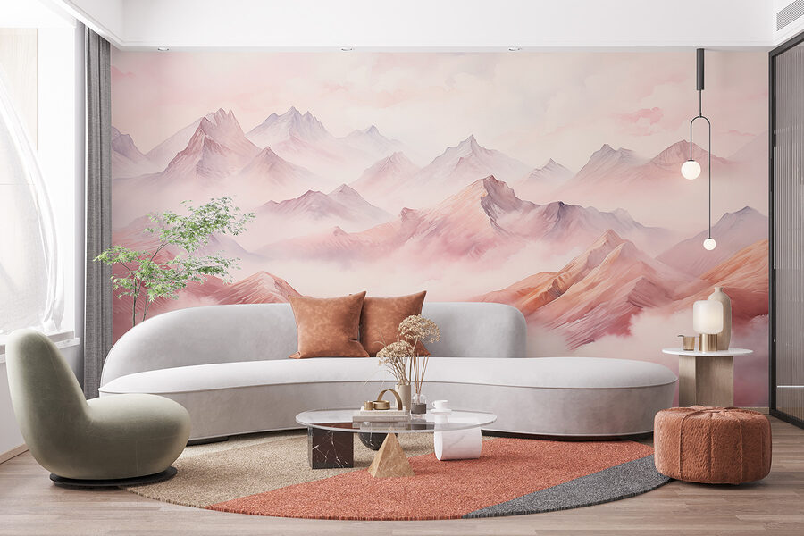 Peinture de montagnes et de nuages