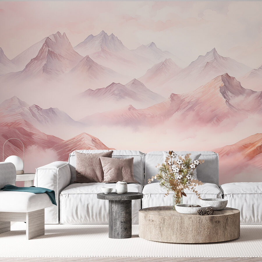 Peinture de montagnes et de nuages