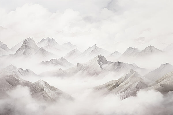 Chaîne de montagnes avec nuages Chaîne de montagnes avec nuages