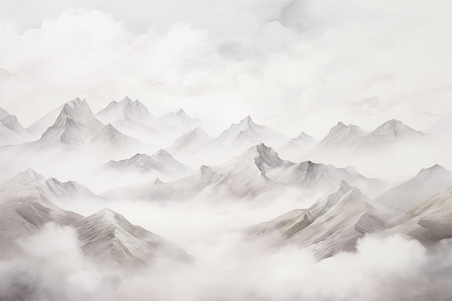 Chaîne de montagnes avec nuages Chaîne de montagnes avec nuages