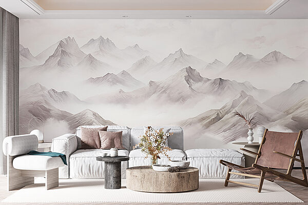 Chaîne de montagnes avec nuages Chaîne de montagnes avec nuages