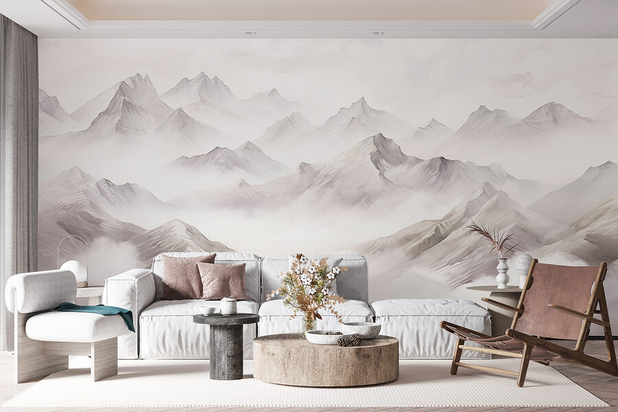 Chaîne de montagnes avec nuages Chaîne de montagnes avec nuages