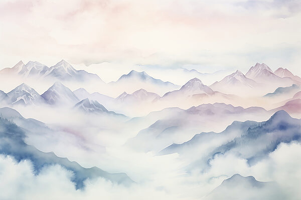 Peinture de montagnes et de nuages w01791p 600x400 - Peinture de montagnes et de nuages