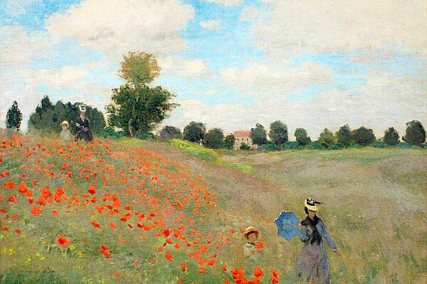 Peinture de personnes marchant dans un champ de fleurs Peinture de personnes marchant dans un champ de fleurs