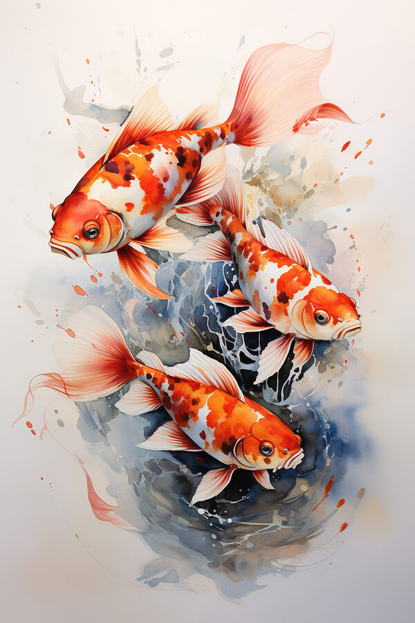 Groupe de poissons orange et blancs Groupe de poissons orange et blancs