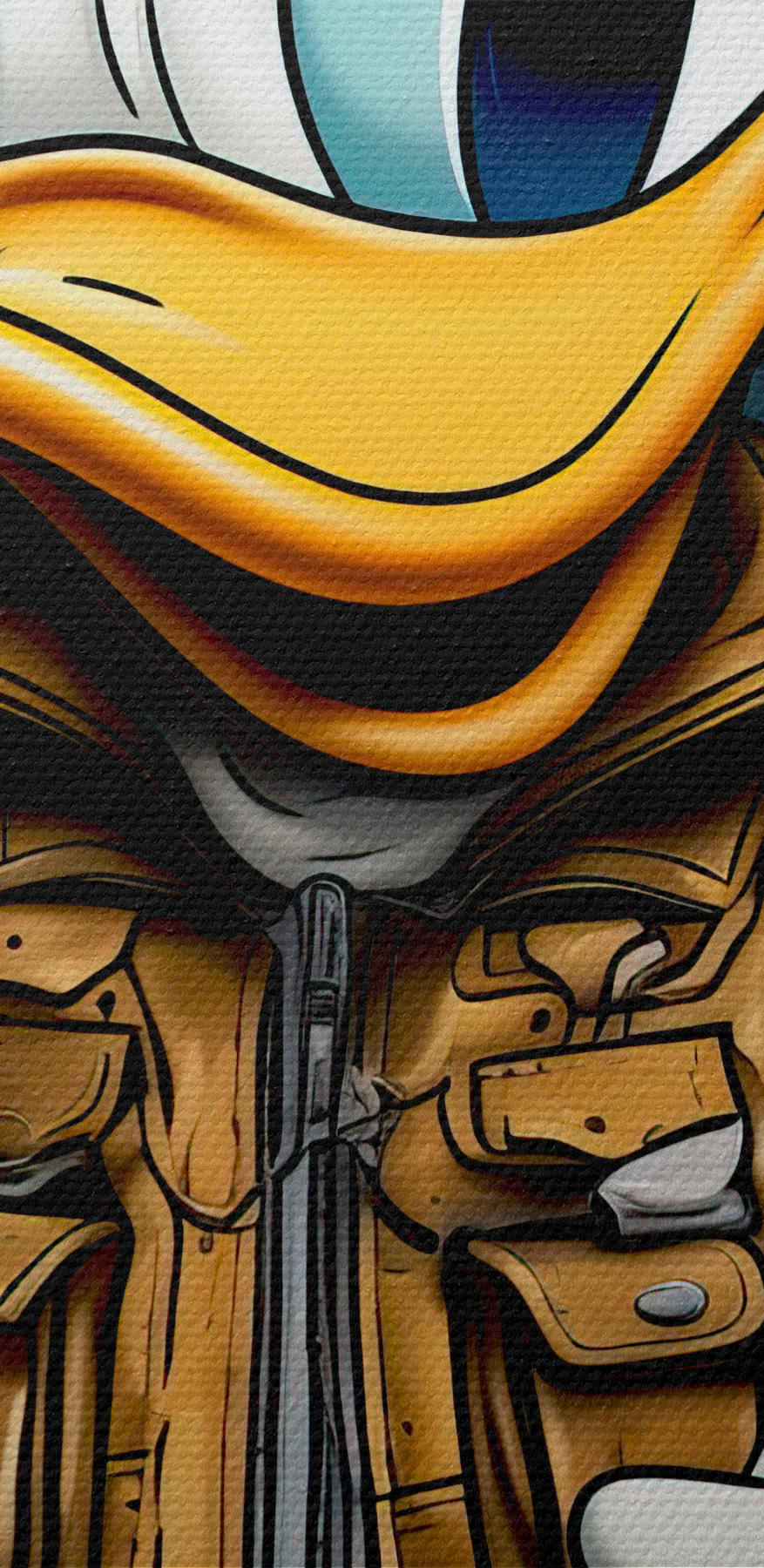 Canard de dessin animé portant une veste et tenant un paquet d'argent