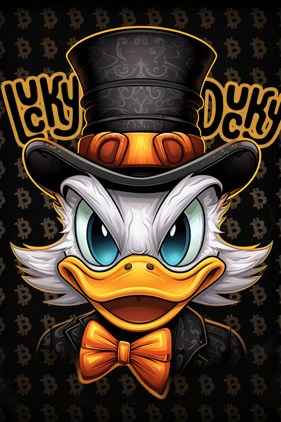 Canard de dessin animé portant un chapeau haut de forme