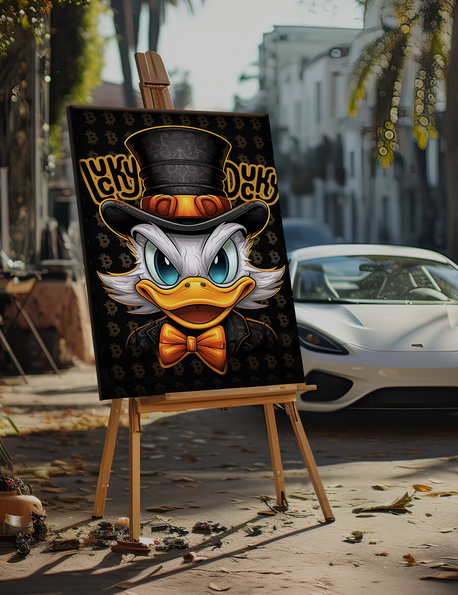 Canard de dessin animé portant un chapeau haut de forme