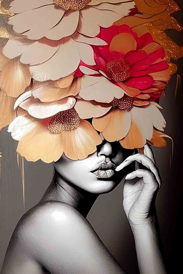 Femme avec des fleurs sur la tête Femme avec des fleurs sur la tête