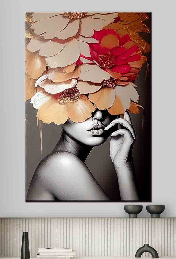 Femme avec des fleurs sur la tête Femme avec des fleurs sur la tête