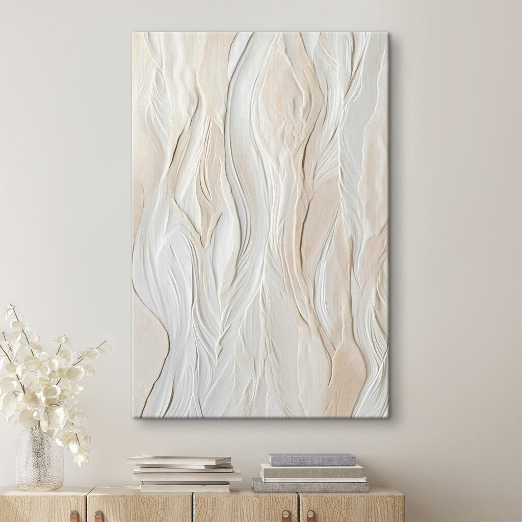 White wall with wavy lines White wall with wavy lines