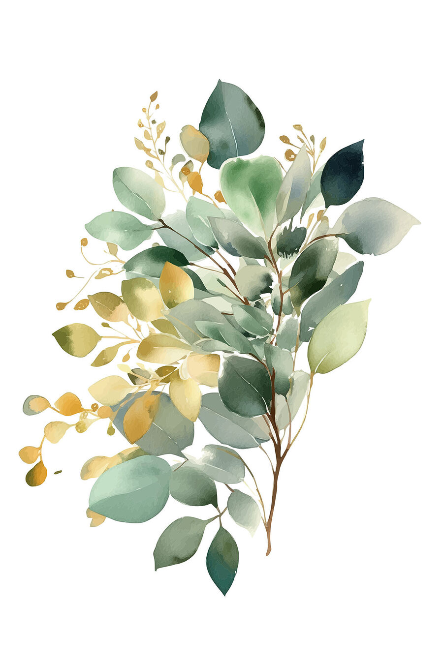 Aquarelle d'une branche avec des feuilles