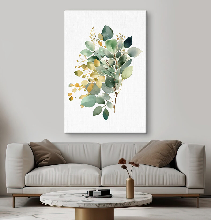 Aquarelle d'une branche avec des feuilles
