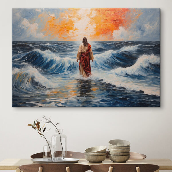 Peinture d'un homme debout dans l'eau Peinture d'un homme debout dans l'eau