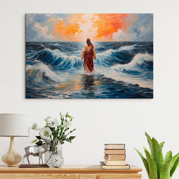 Peinture d'un homme debout dans l'eau Peinture d'un homme debout dans l'eau