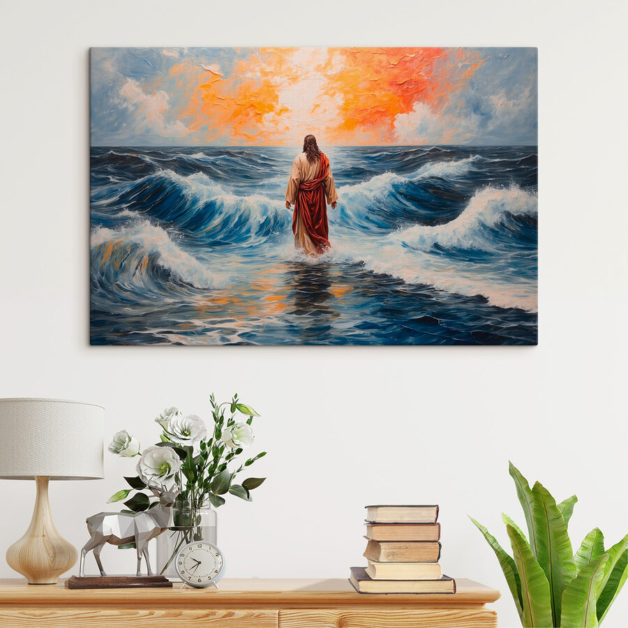 Peinture d'un homme debout dans l'eau Peinture d'un homme debout dans l'eau