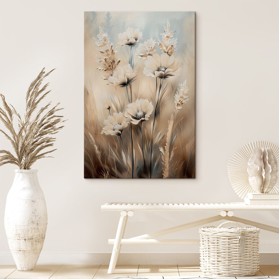 Peinture de fleurs et d'herbe