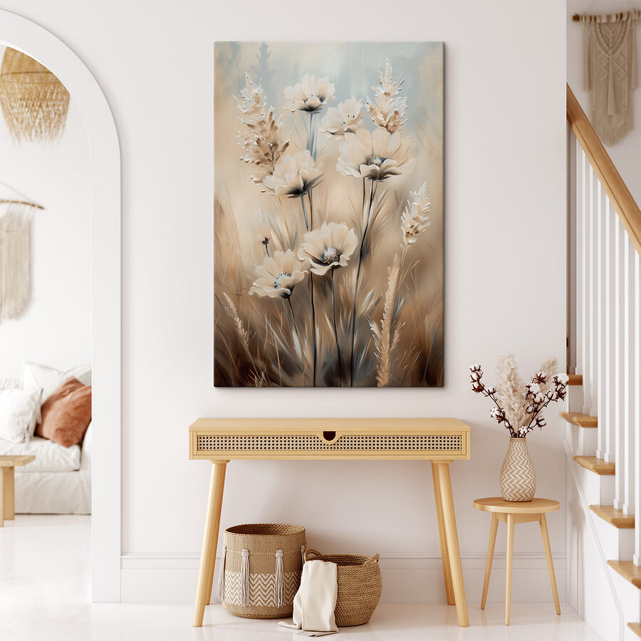 Peinture de fleurs et d'herbe