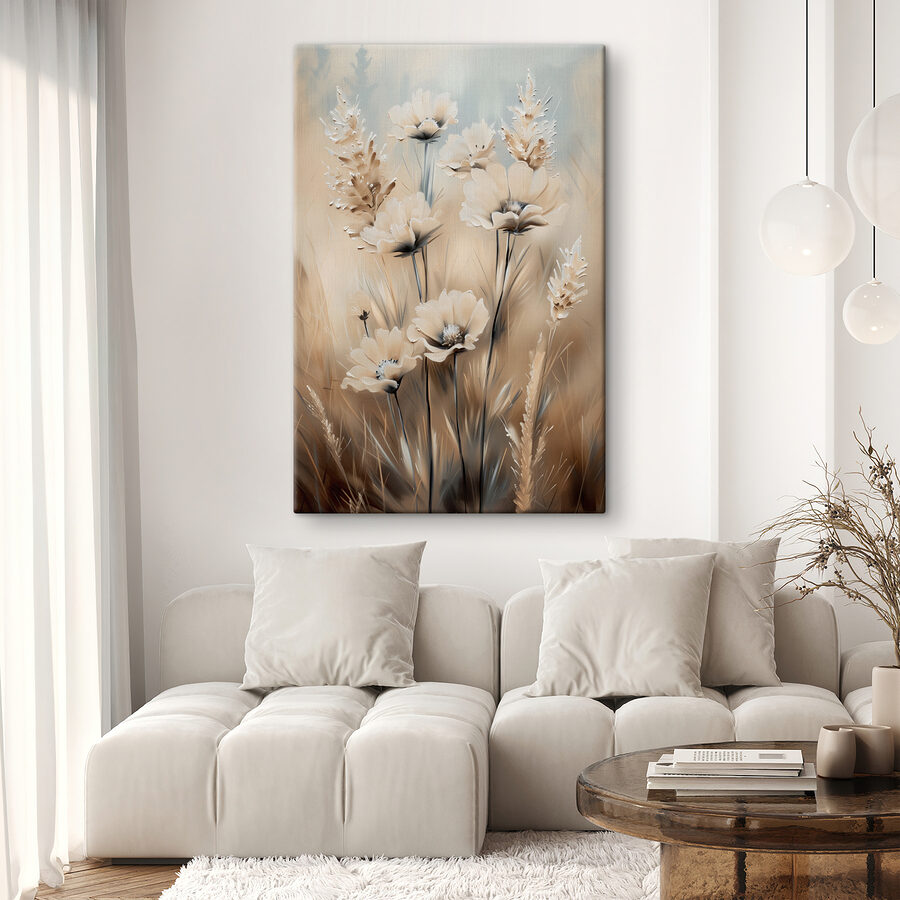 Peinture de fleurs et d'herbe