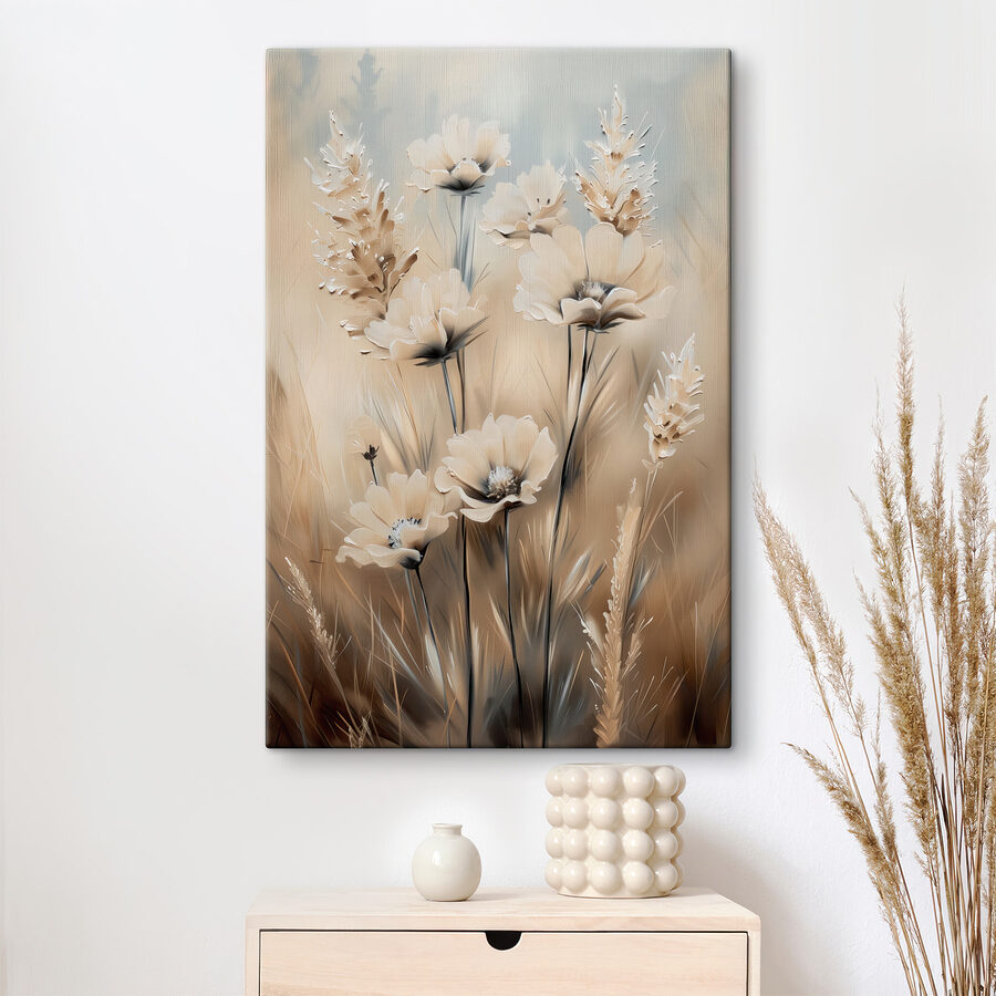 Peinture de fleurs et d'herbe