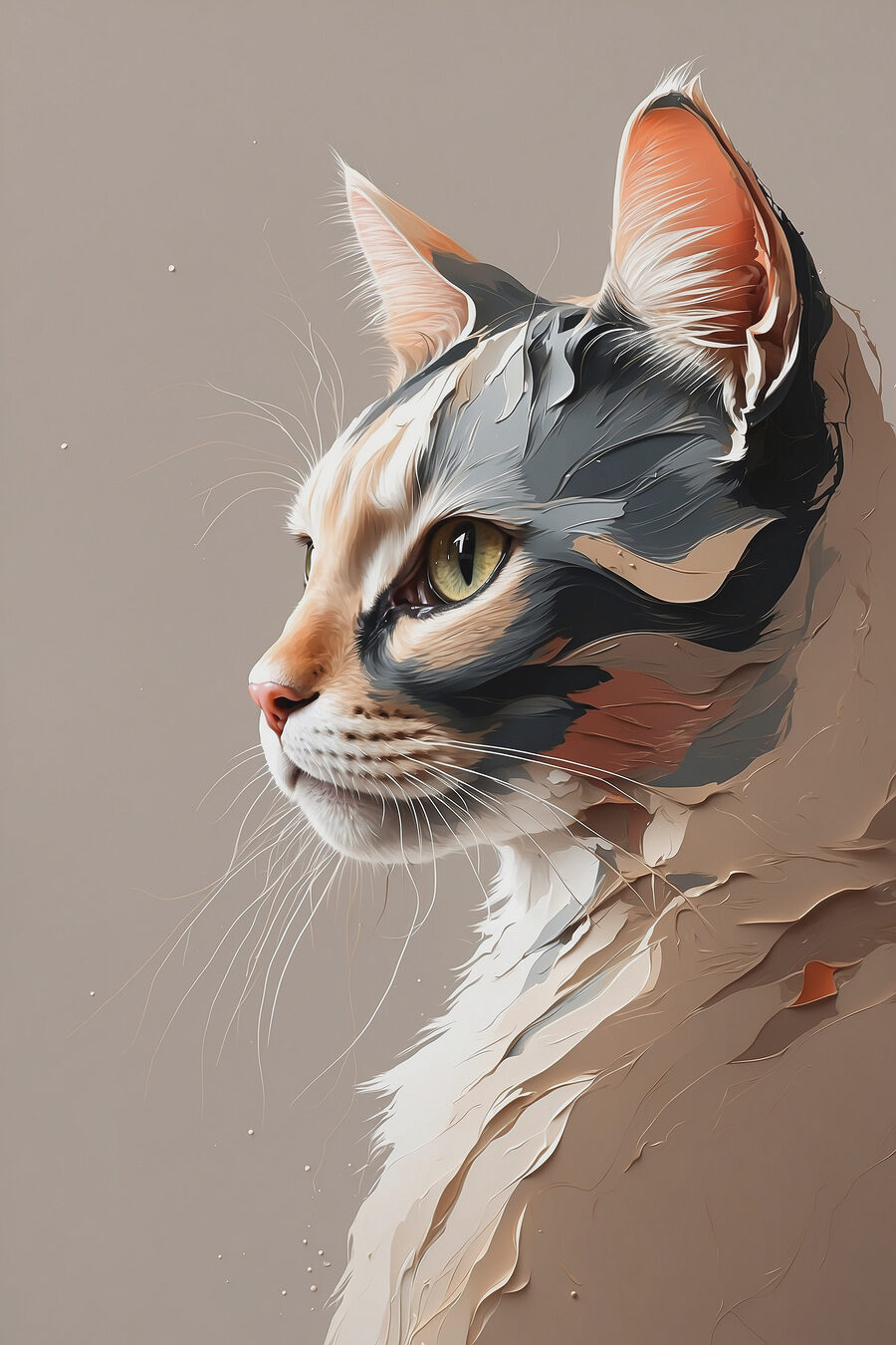 Chat avec un visage fissuré