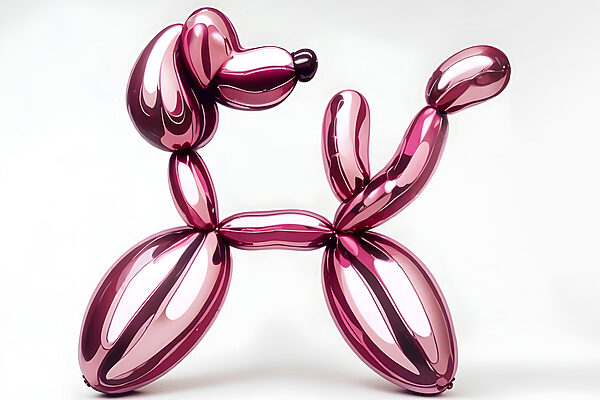 Chien en ballons de baudruche rose Chien en ballons de baudruche rose