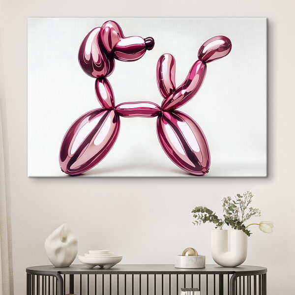 Chien en ballons de baudruche rose Chien en ballons de baudruche rose