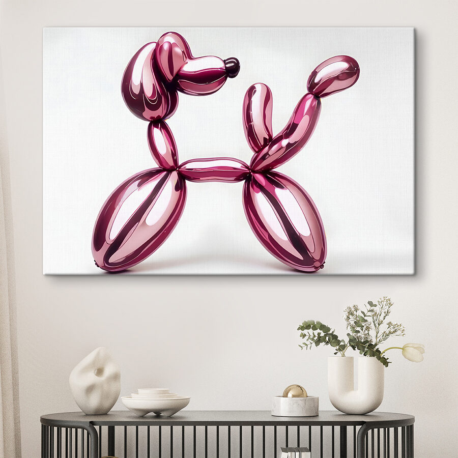 Chien en ballons de baudruche rose