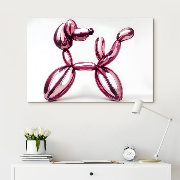 Chien en ballons de baudruche rose Chien en ballons de baudruche rose
