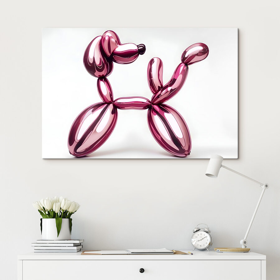 Chien en ballons de baudruche rose