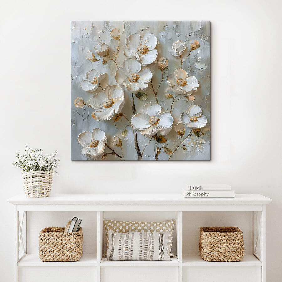 Peinture de fleurs blanches