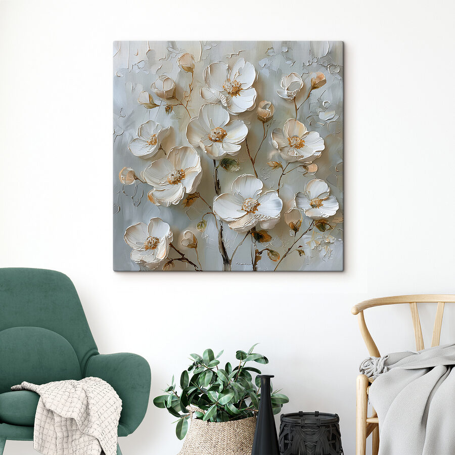 Peinture de fleurs blanches