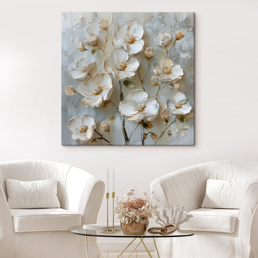Peinture de fleurs blanches