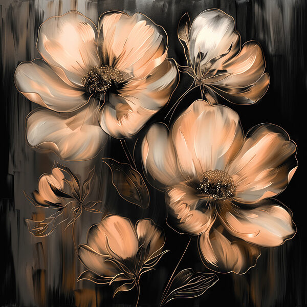 Peinture de fleurs sur fond noir Peinture de fleurs sur fond noir