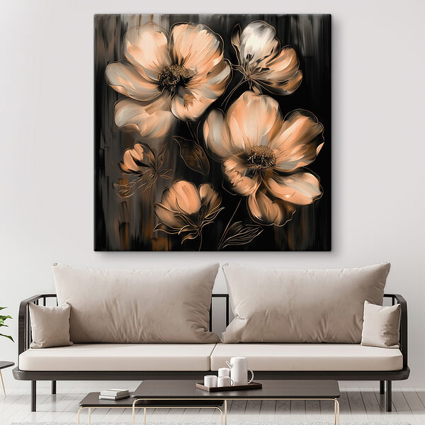 Peinture de fleurs sur fond noir Peinture de fleurs sur fond noir