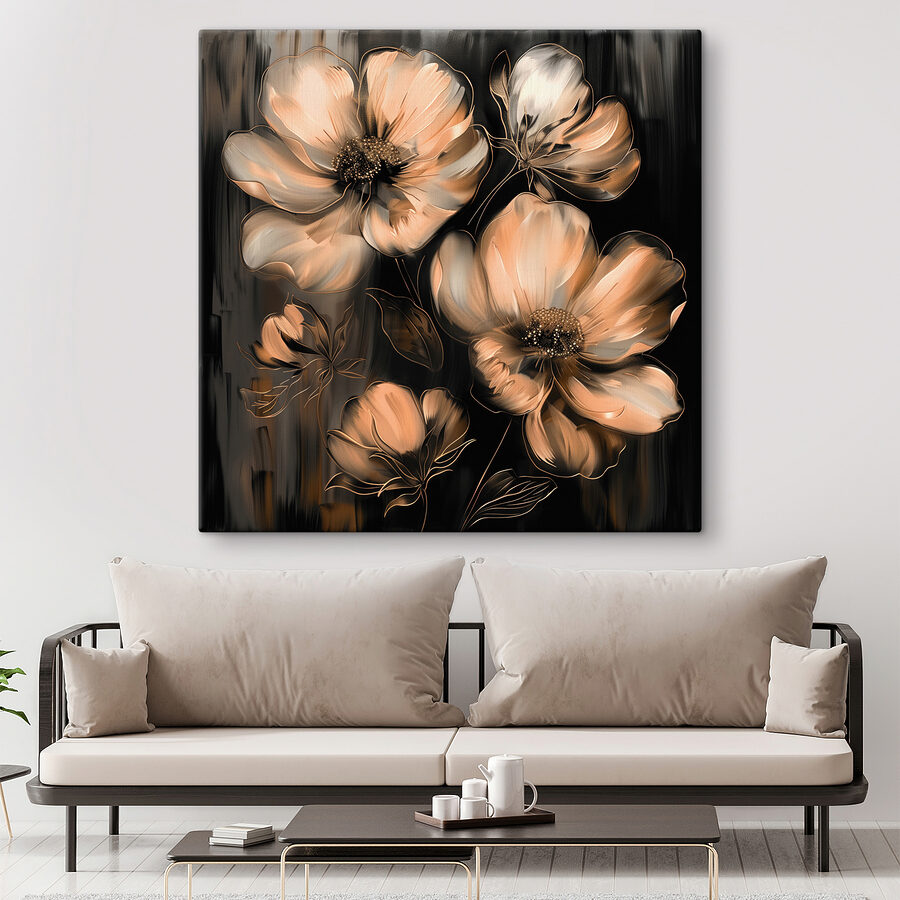 Peinture de fleurs sur fond noir
