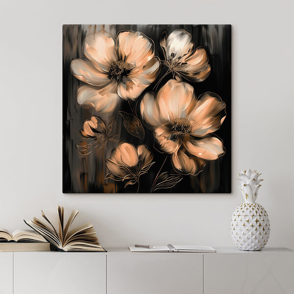 Peinture de fleurs sur fond noir Peinture de fleurs sur fond noir