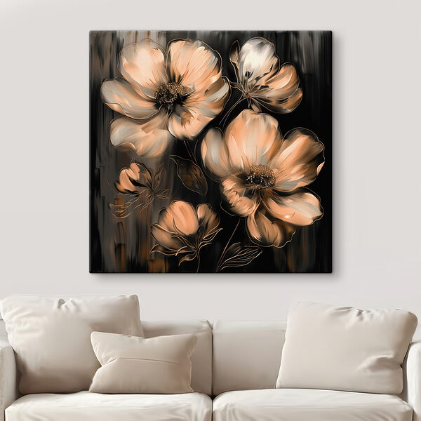 Peinture de fleurs sur fond noir Peinture de fleurs sur fond noir