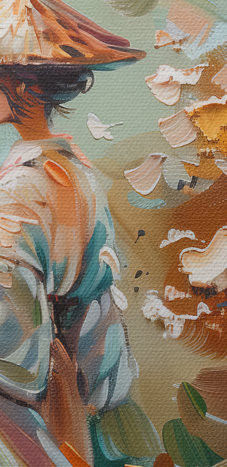 Peinture d'une femme marchant dans un parc Peinture d'une femme marchant dans un parc