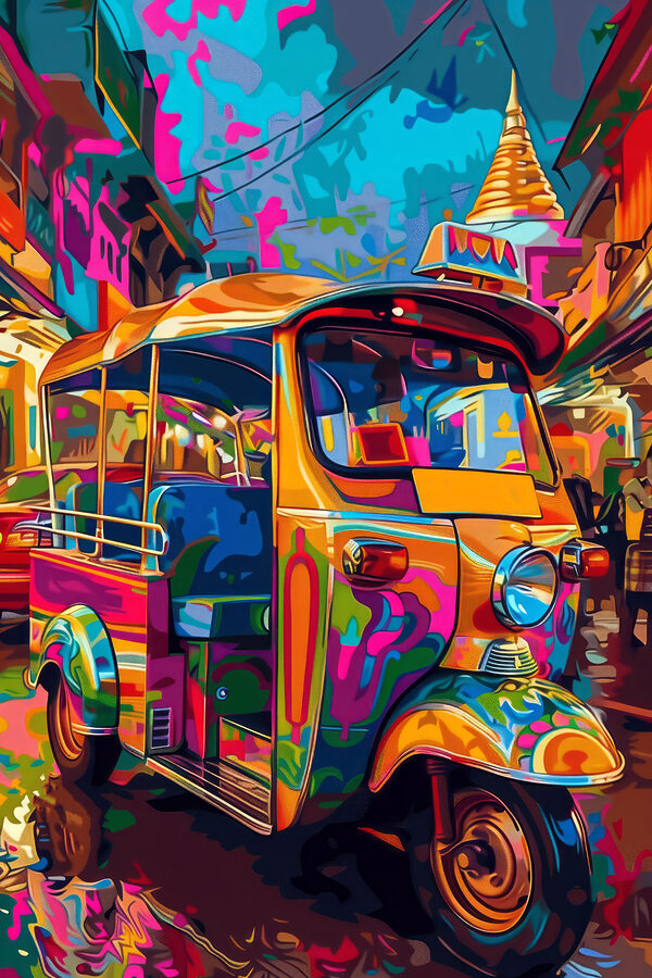Tuk coloré dans une rue Tuk coloré dans une rue