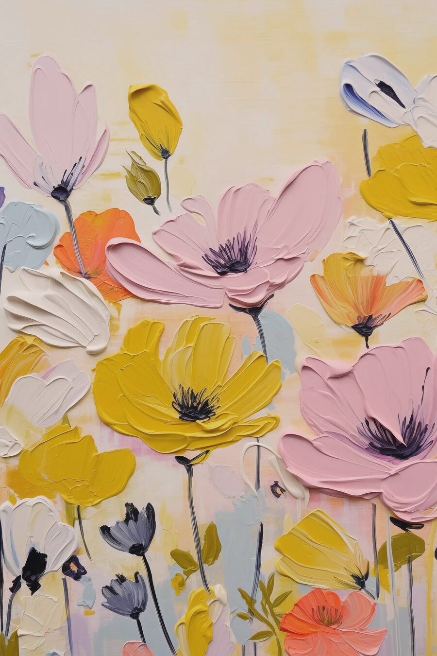 Peinture de fleurs sur une surface blanche