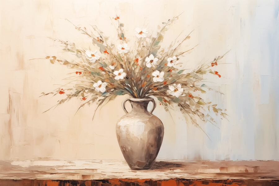 Peinture de fleurs dans un vase