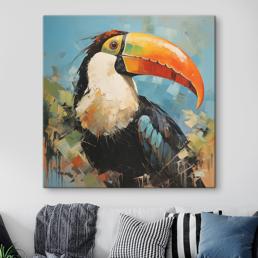 Peinture d'un oiseau avec un grand bec