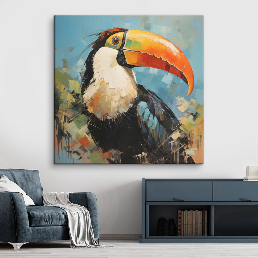 Peinture d'un oiseau avec un grand bec