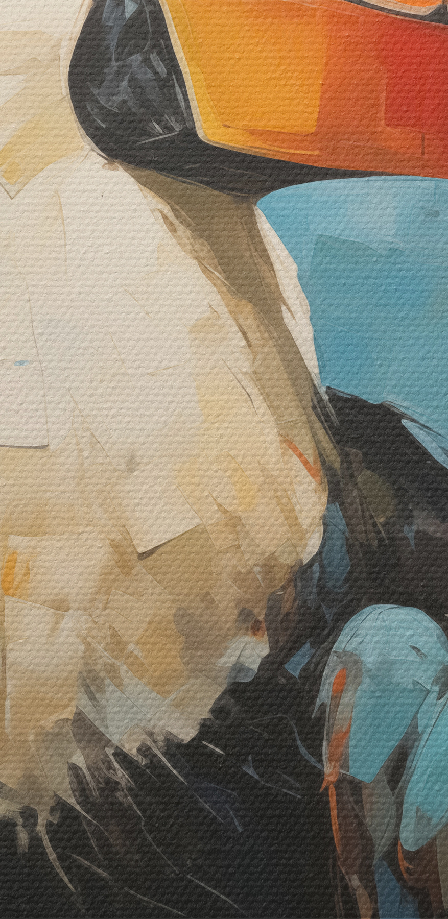 Peinture d'un oiseau avec un grand bec