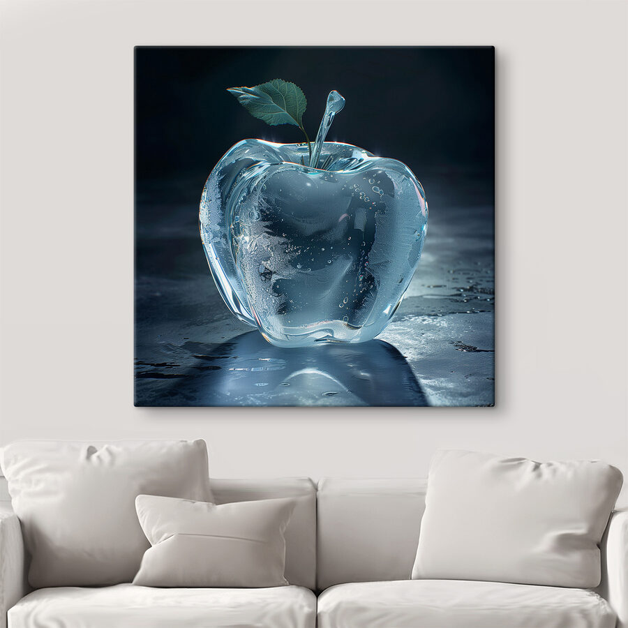 Tableaux Une glace en forme de pomme avec une feuille