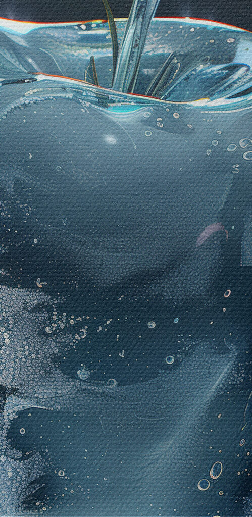 An apple shaped ice with a leaf