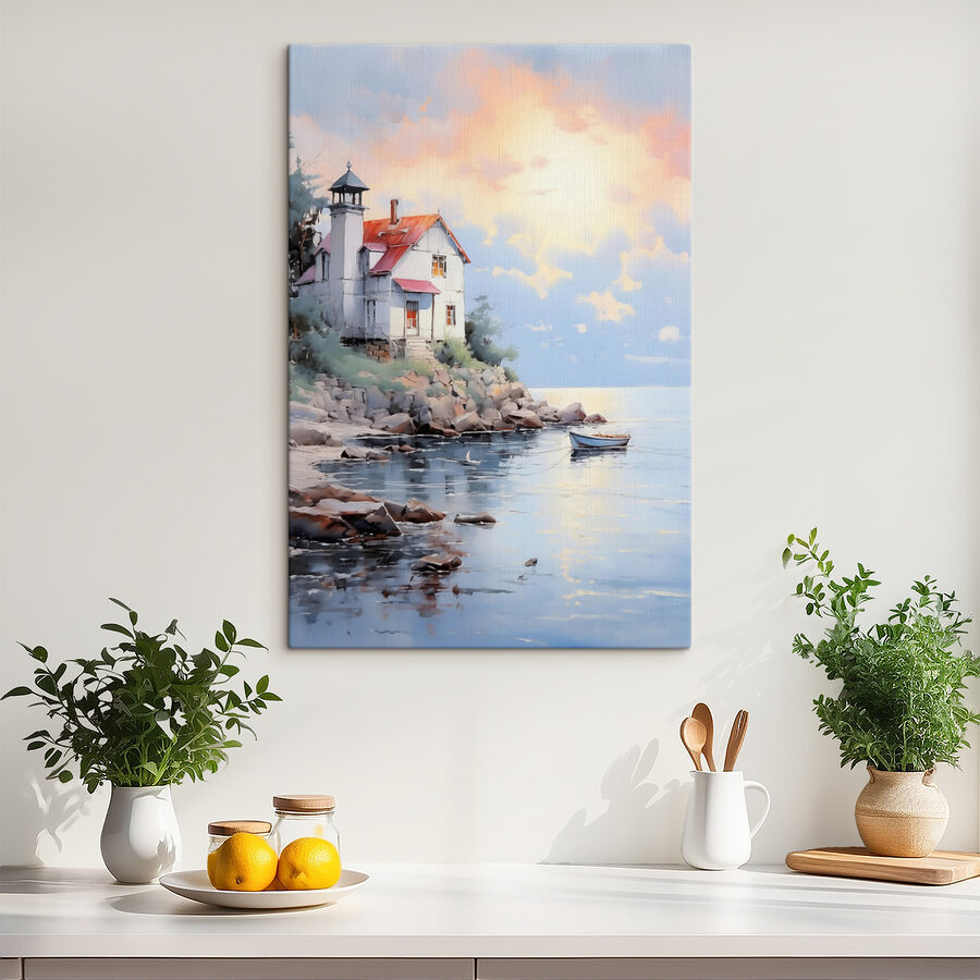 Maison sur un rivage rocheux